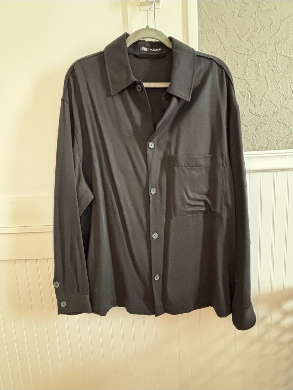 Zara Black Men's Button-Up Shirt Jacket